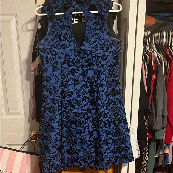 trixxi dress blue Blue Floral Chiffon Tier Dress – Trixxi Wholesale main image 1